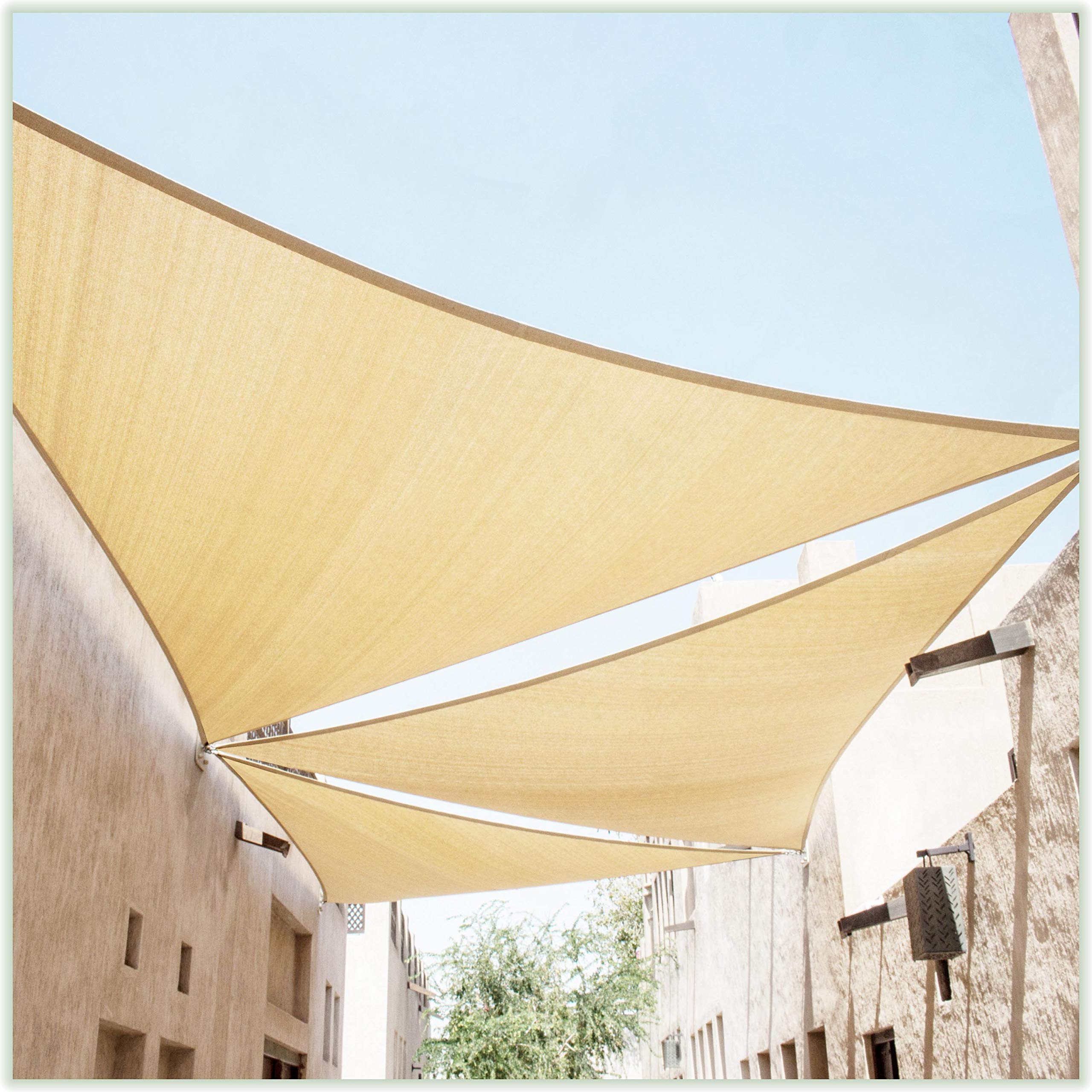 Colourtree 10' X 10' X 14' Beige Sun Shade Sail Right Triangle Canopy Fabric Cloth Screen Taprt10, Water Permeable & Uv Block Up